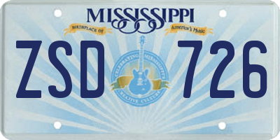MS license plate ZSD726
