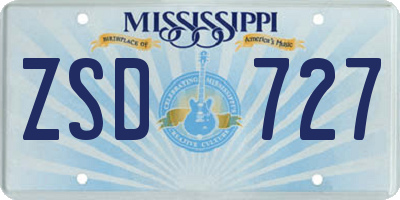 MS license plate ZSD727