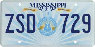MS license plate ZSD729