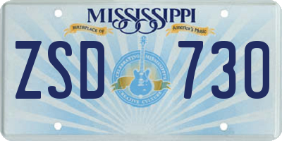 MS license plate ZSD730