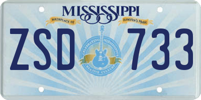 MS license plate ZSD733