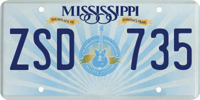 MS license plate ZSD735