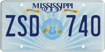 MS license plate ZSD740