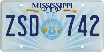 MS license plate ZSD742