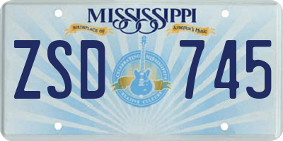 MS license plate ZSD745