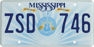 MS license plate ZSD746