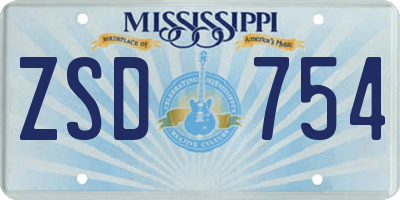 MS license plate ZSD754