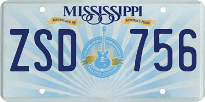 MS license plate ZSD756