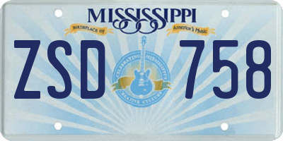 MS license plate ZSD758