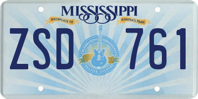 MS license plate ZSD761