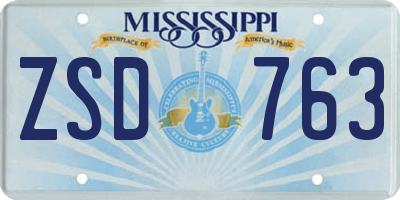 MS license plate ZSD763