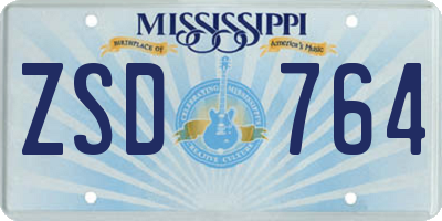 MS license plate ZSD764