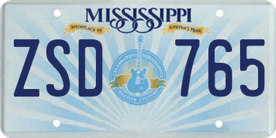 MS license plate ZSD765