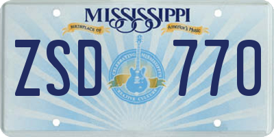 MS license plate ZSD770