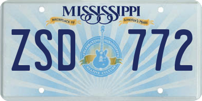 MS license plate ZSD772