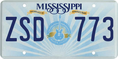 MS license plate ZSD773