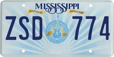 MS license plate ZSD774