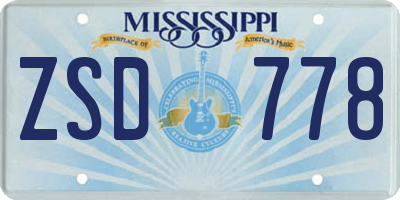 MS license plate ZSD778