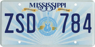 MS license plate ZSD784