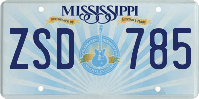 MS license plate ZSD785