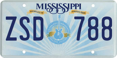 MS license plate ZSD788