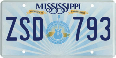 MS license plate ZSD793