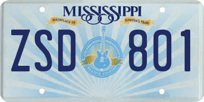 MS license plate ZSD801