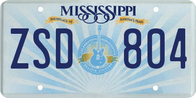MS license plate ZSD804