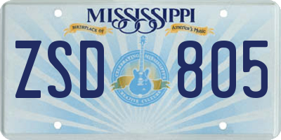 MS license plate ZSD805