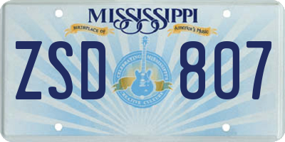 MS license plate ZSD807