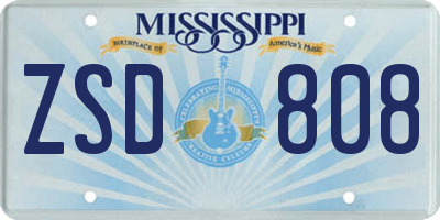 MS license plate ZSD808
