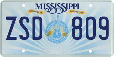 MS license plate ZSD809