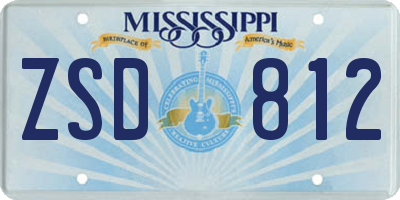 MS license plate ZSD812