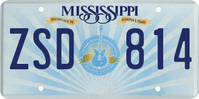 MS license plate ZSD814