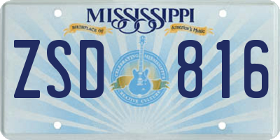 MS license plate ZSD816