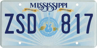 MS license plate ZSD817