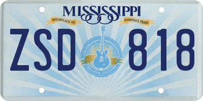 MS license plate ZSD818