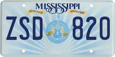 MS license plate ZSD820