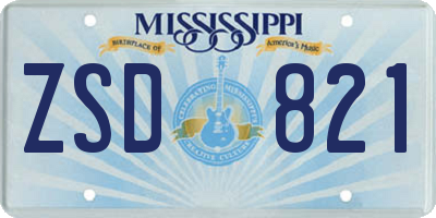 MS license plate ZSD821