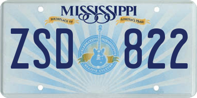 MS license plate ZSD822