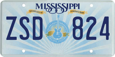MS license plate ZSD824