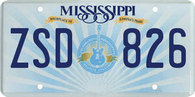 MS license plate ZSD826