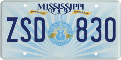 MS license plate ZSD830