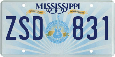 MS license plate ZSD831
