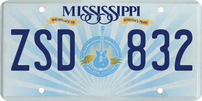 MS license plate ZSD832