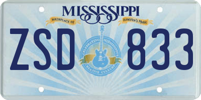 MS license plate ZSD833