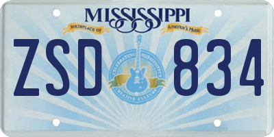 MS license plate ZSD834
