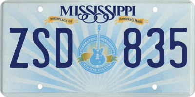 MS license plate ZSD835