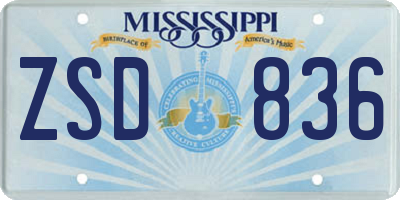 MS license plate ZSD836