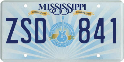 MS license plate ZSD841